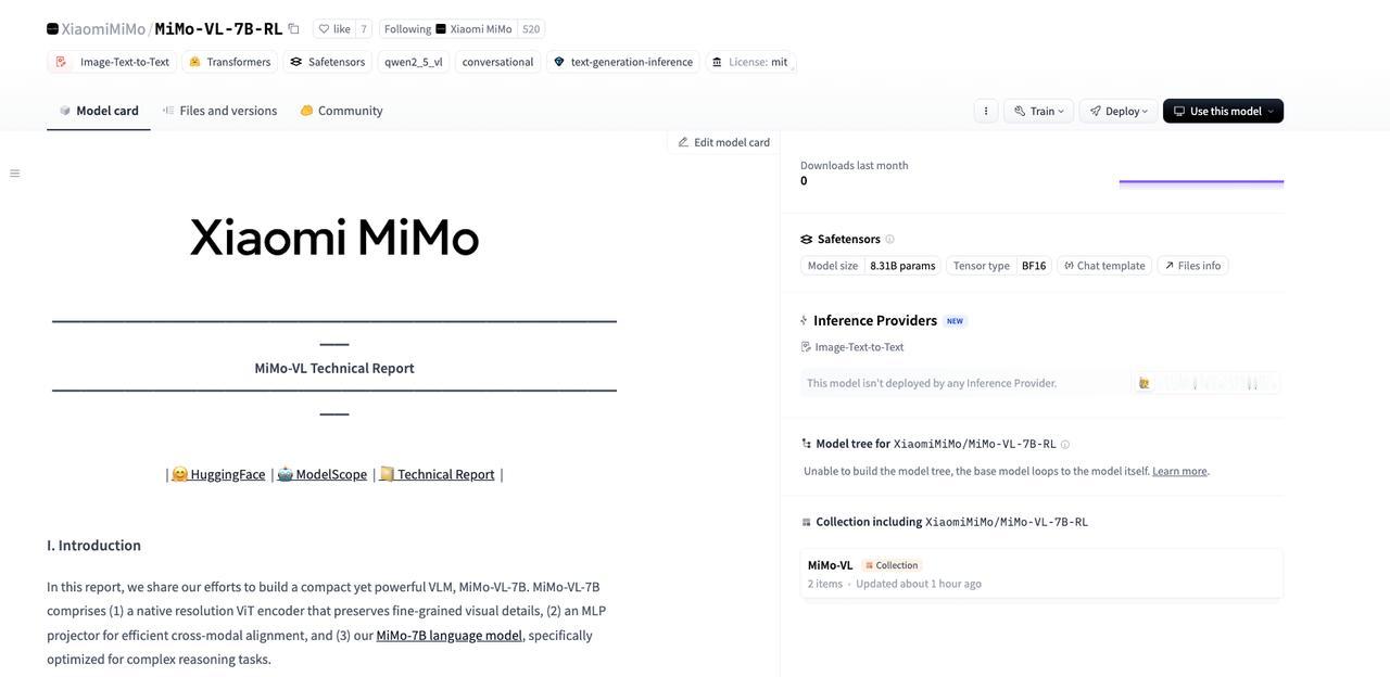 小米AI团队新模型出来了，这次是多模态理解模型MiMo-VL-7B。
模型结构仍