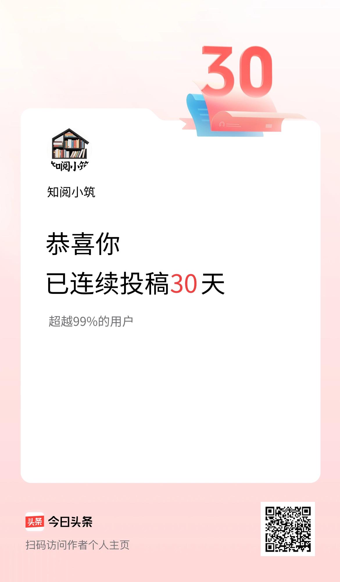 我在头条连续投稿30天