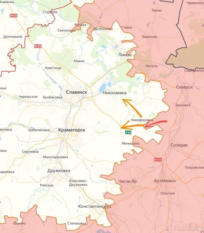 俄乌冲突 俄军目前已经逼近了塞维尔斯克和斯拉维扬斯克之间的尼基福罗夫卡居民区。前