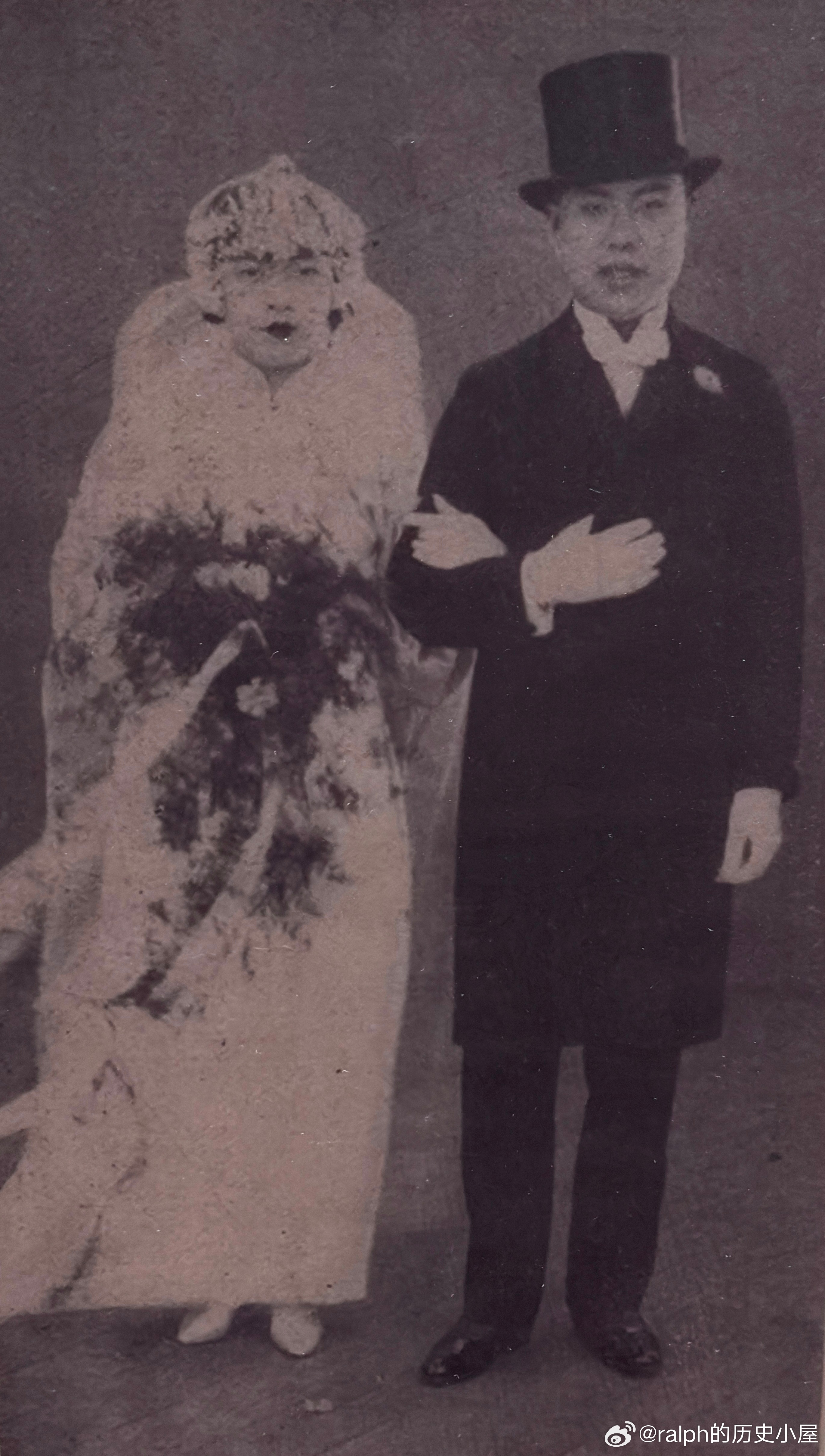 1926年2月1日但杜宇与殷明珠结婚照历史影像