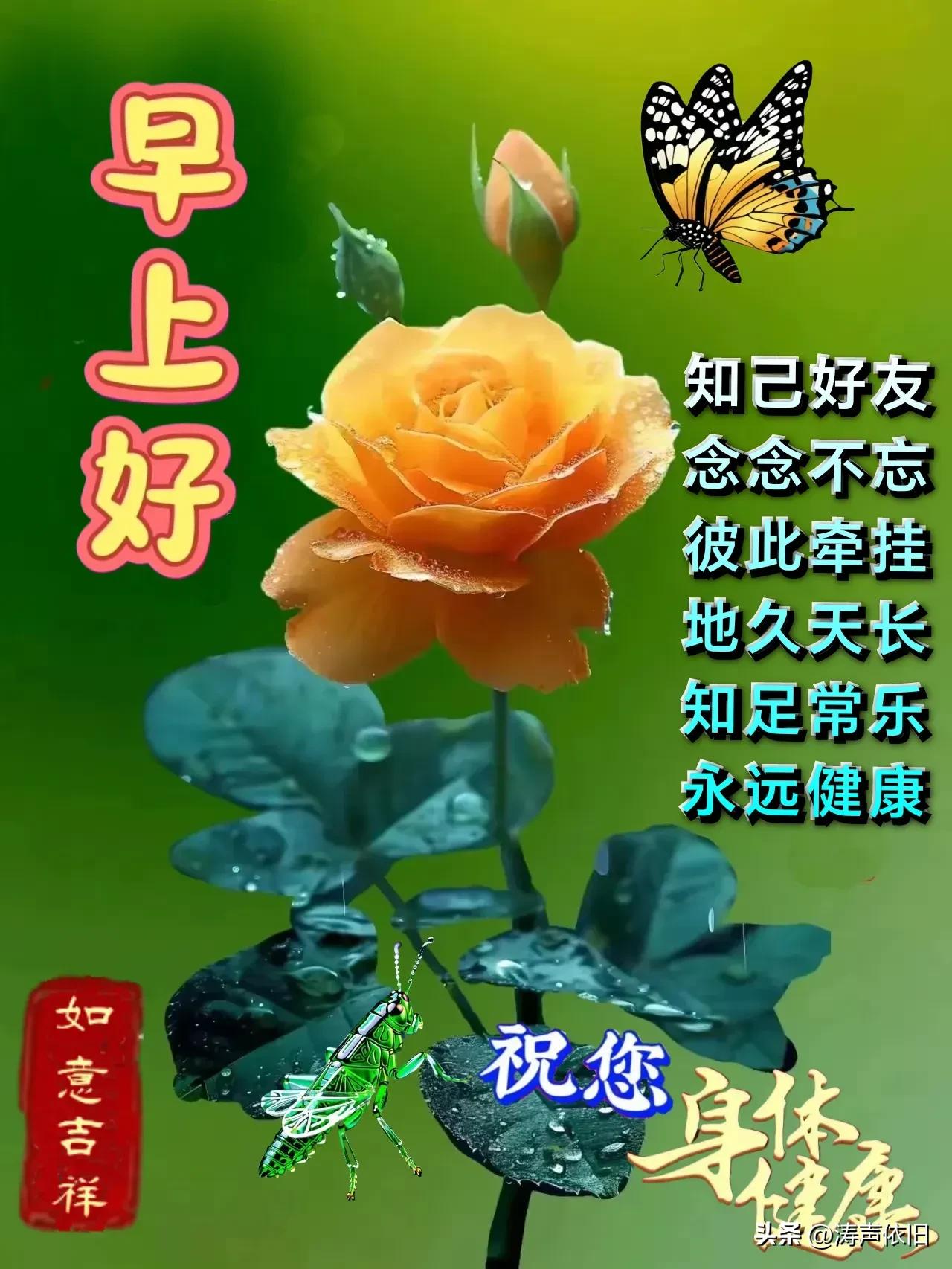 《采桑子·致友》
 
寻常问候携欢趣，
雨也奔忙。
心自温良，
不语千言意满堂。