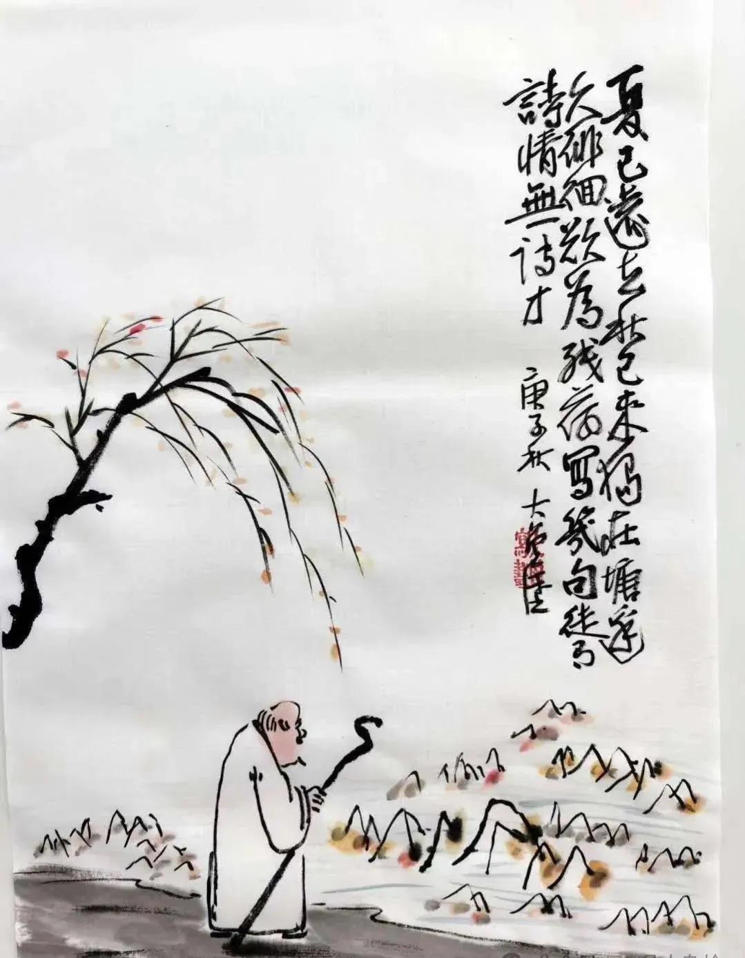 夏已远去秋已来，独在塘边久徘徊。      
欲为残荷立存照，徒有诗情无诗才。