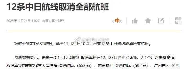 越收越紧了，今天去小日子的航班取消率大增。12条航线没了
2024年中国大陆赴日