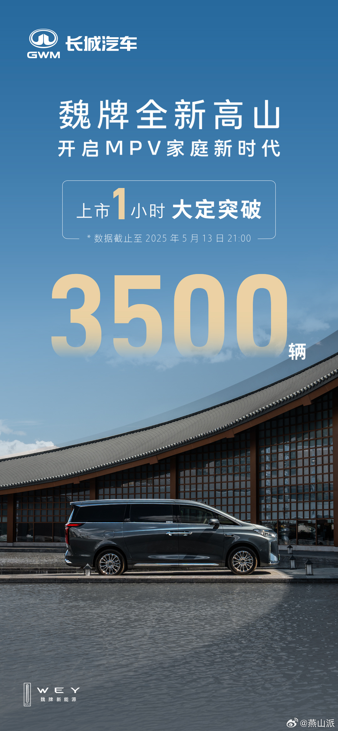 魏牌全新高山开启MPV家庭新时代上市1小时，大定突破3500辆全新高山8这价格和