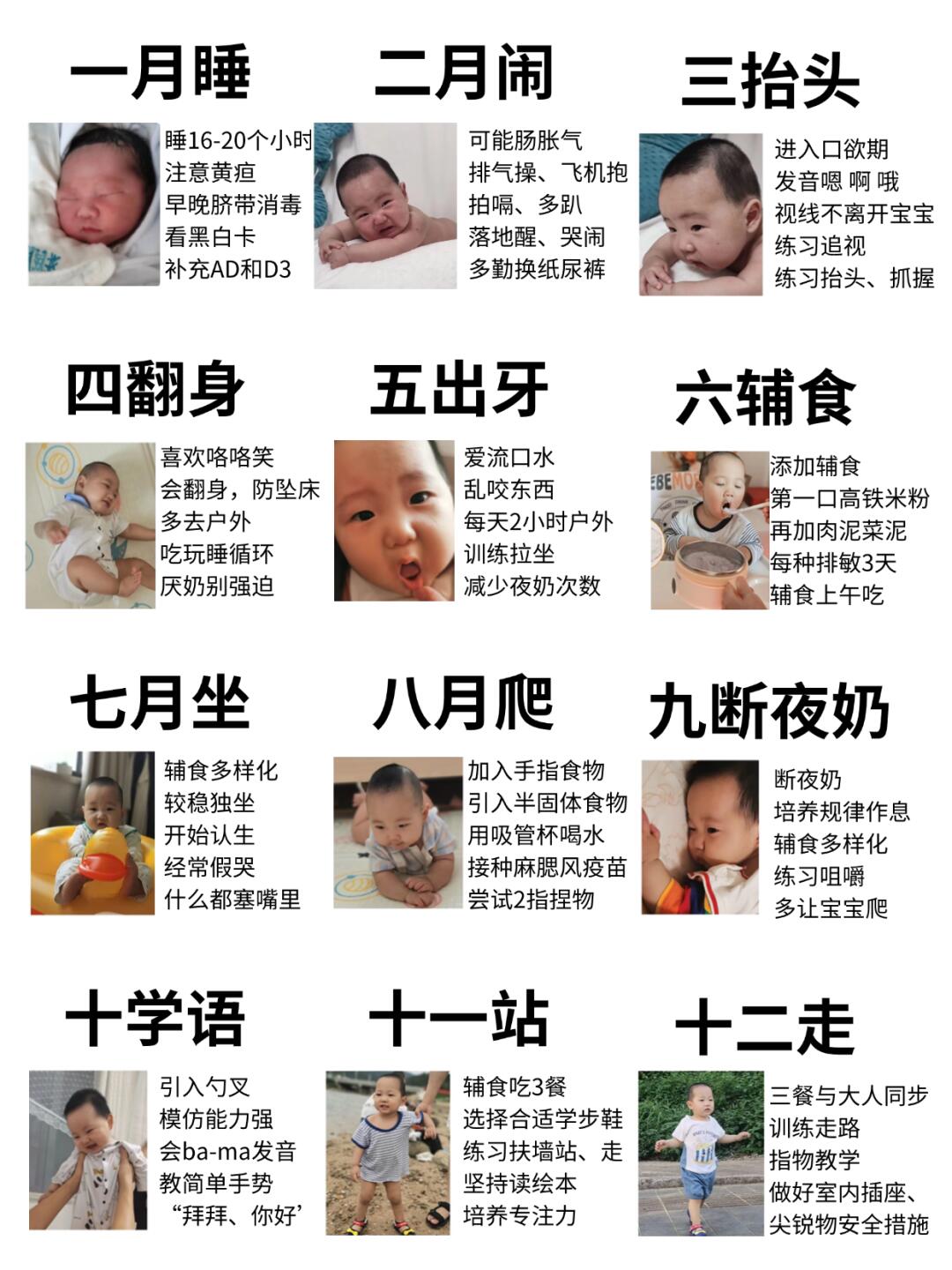 0-12月龄宝宝发育进程附早教指南