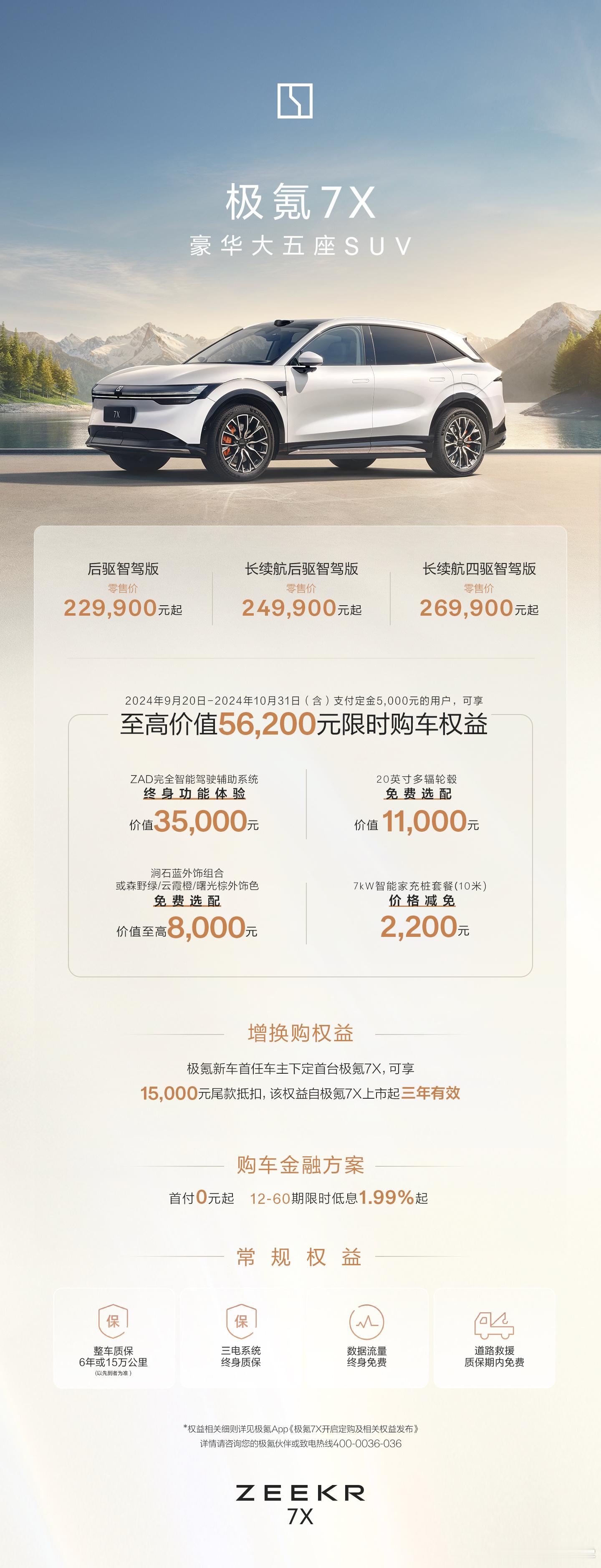 #极氪7X# 起售价22.99万起，这价格，香不香支付5,000元定金可享至高价