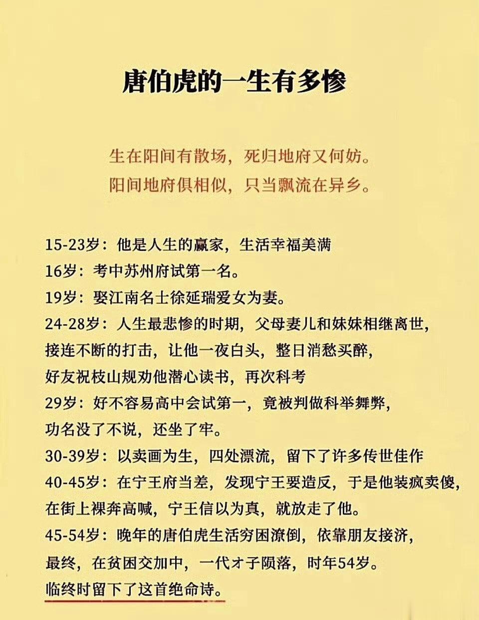 唐伯虎的一生有多惨 ​​​