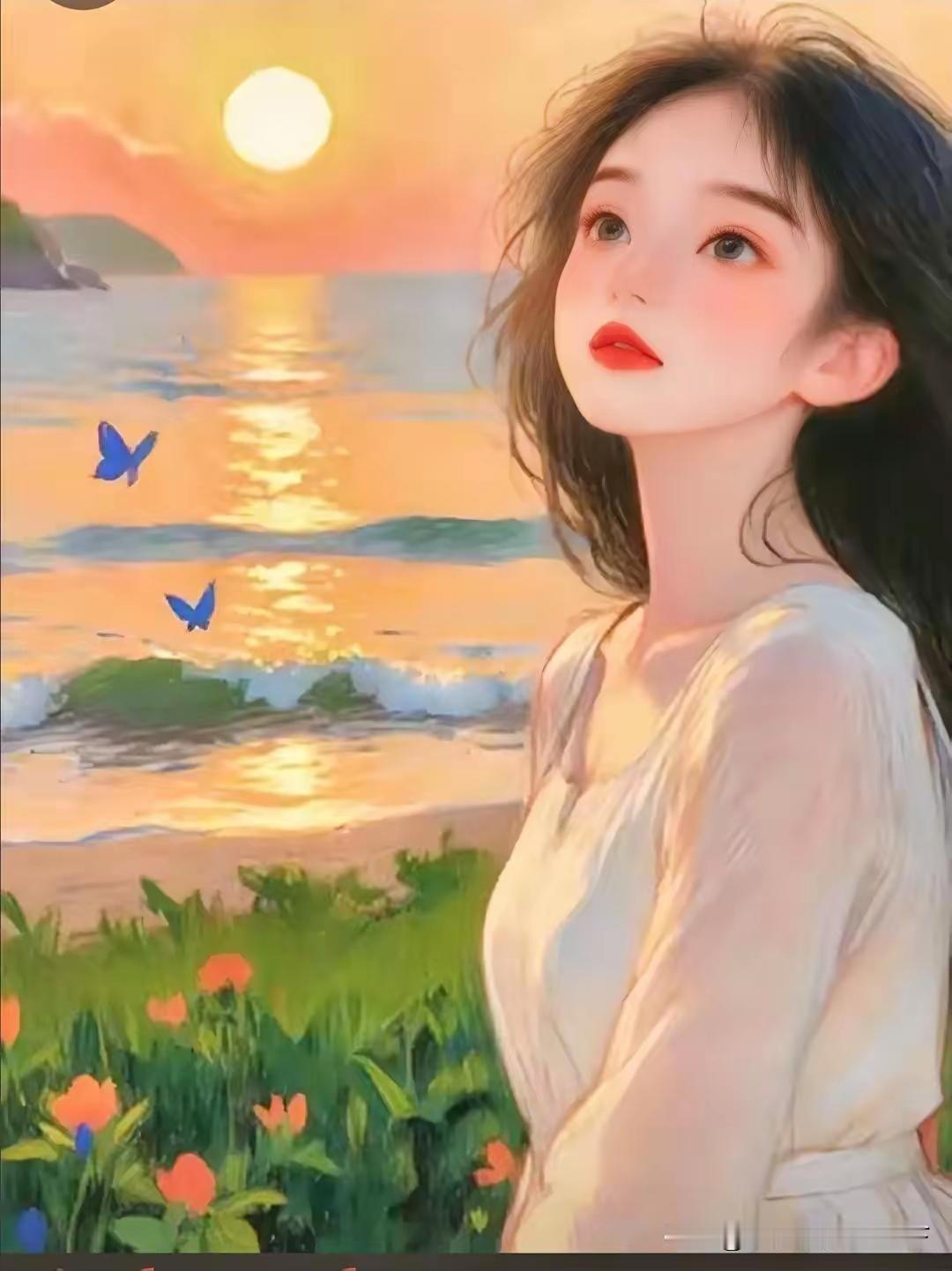 清江引·海滨即景
红霞数缕东山漫，
碧海波轻卷。
沙滩静坐观，
远棹随云幻。
银