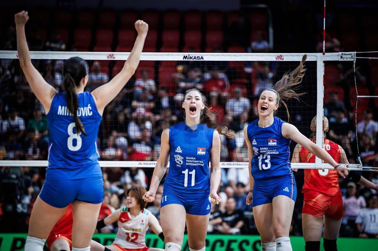 日本女排1-1塞尔维亚女排第二局技术统计总得分：26-24进攻：18-16拦网：