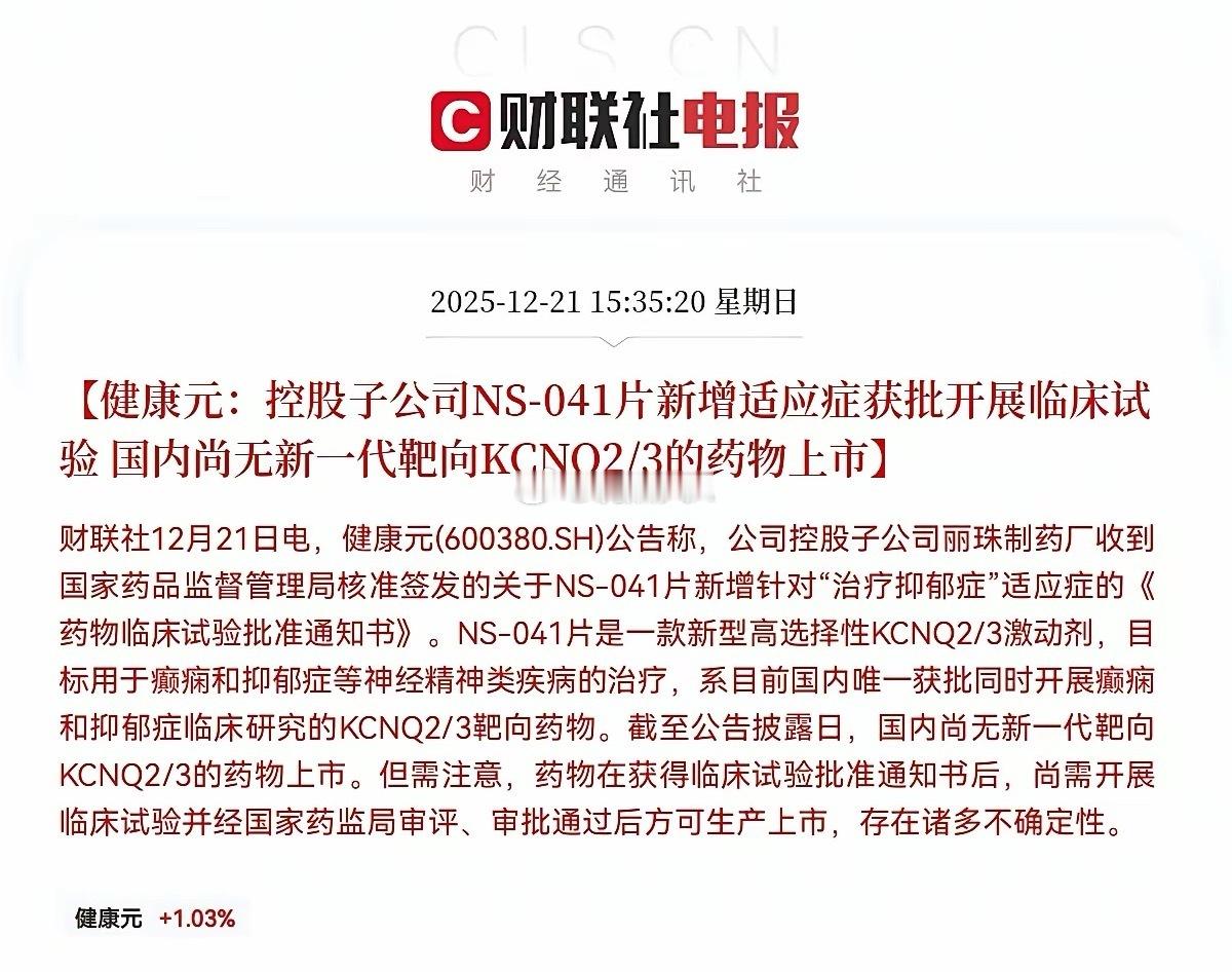 健康元突发利好！创新药板块迎来重大利好催化！预计明日健康元要高开高走了，创新药板