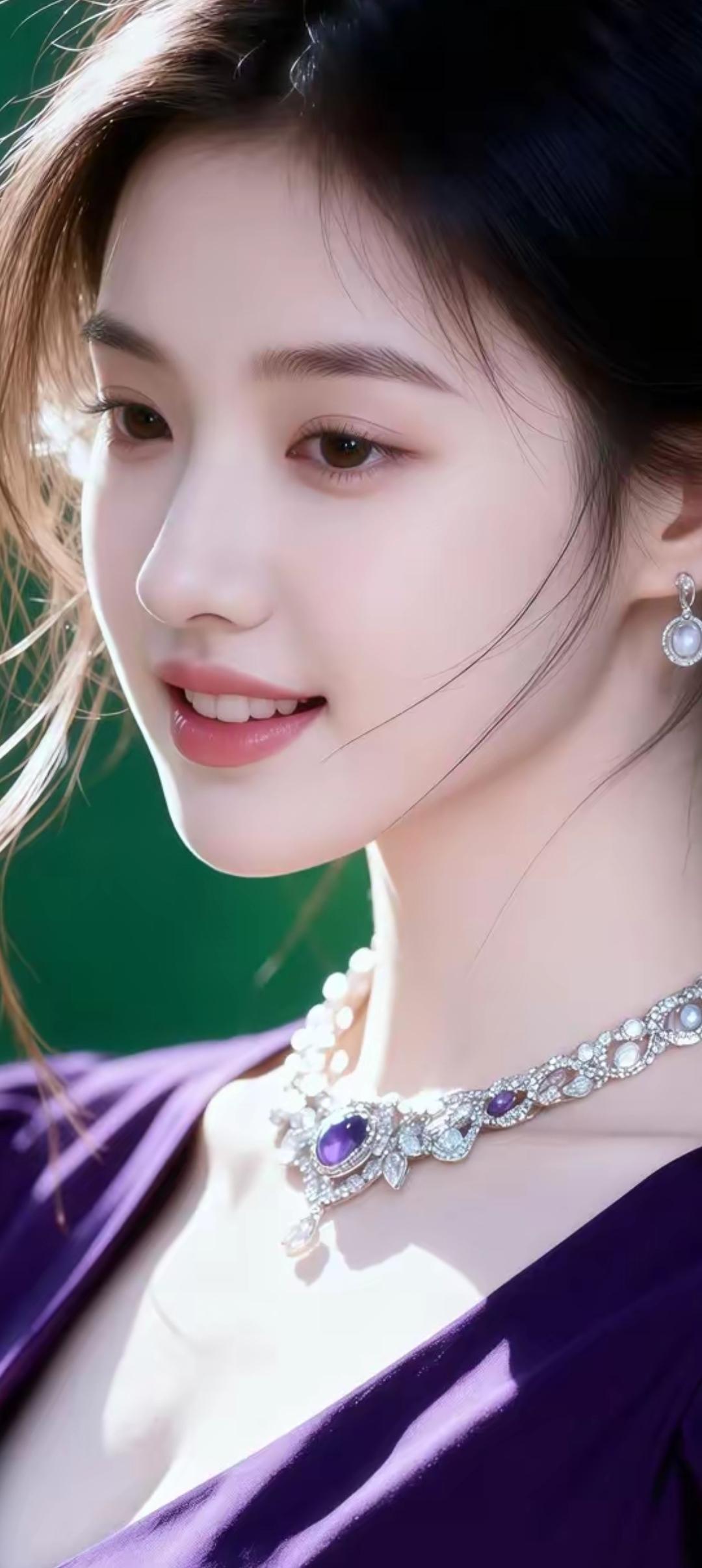 优雅紫裙，闪耀珠宝，迷人微笑，女神气质！💍✨🌸