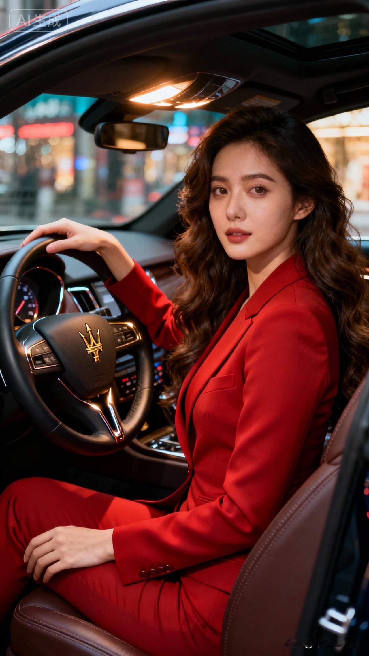 都市女郎驾豪华跑车，自信满满！🚗💄💃