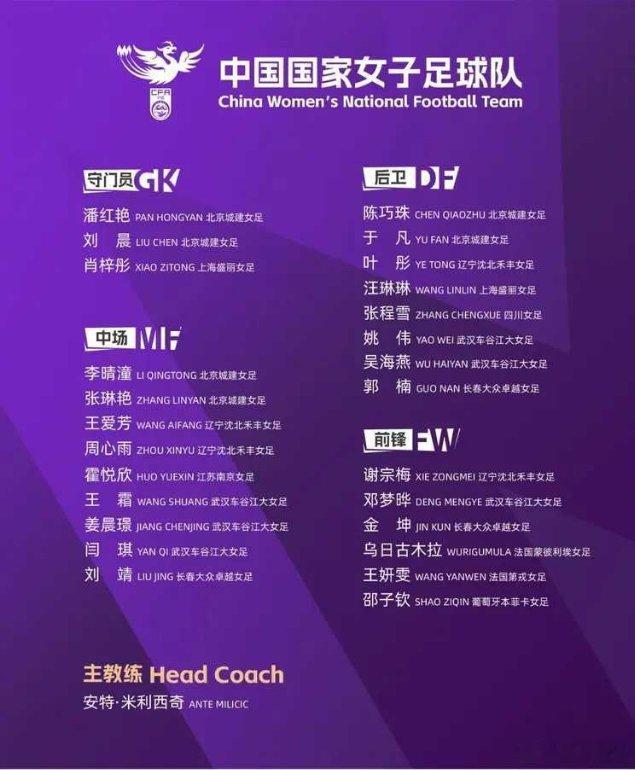 中国足协官网消息，为备战亚运会，中国女足新一期大名单出炉，张琳艳、王霜领衔，乌日