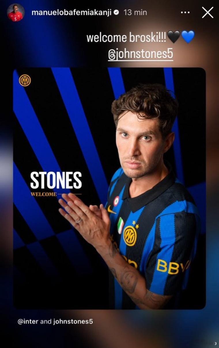 阿坎吉在社交媒体上欢迎了斯通斯首届fifa东南亚杯分组出炉世界杯大v观赛团 欢迎