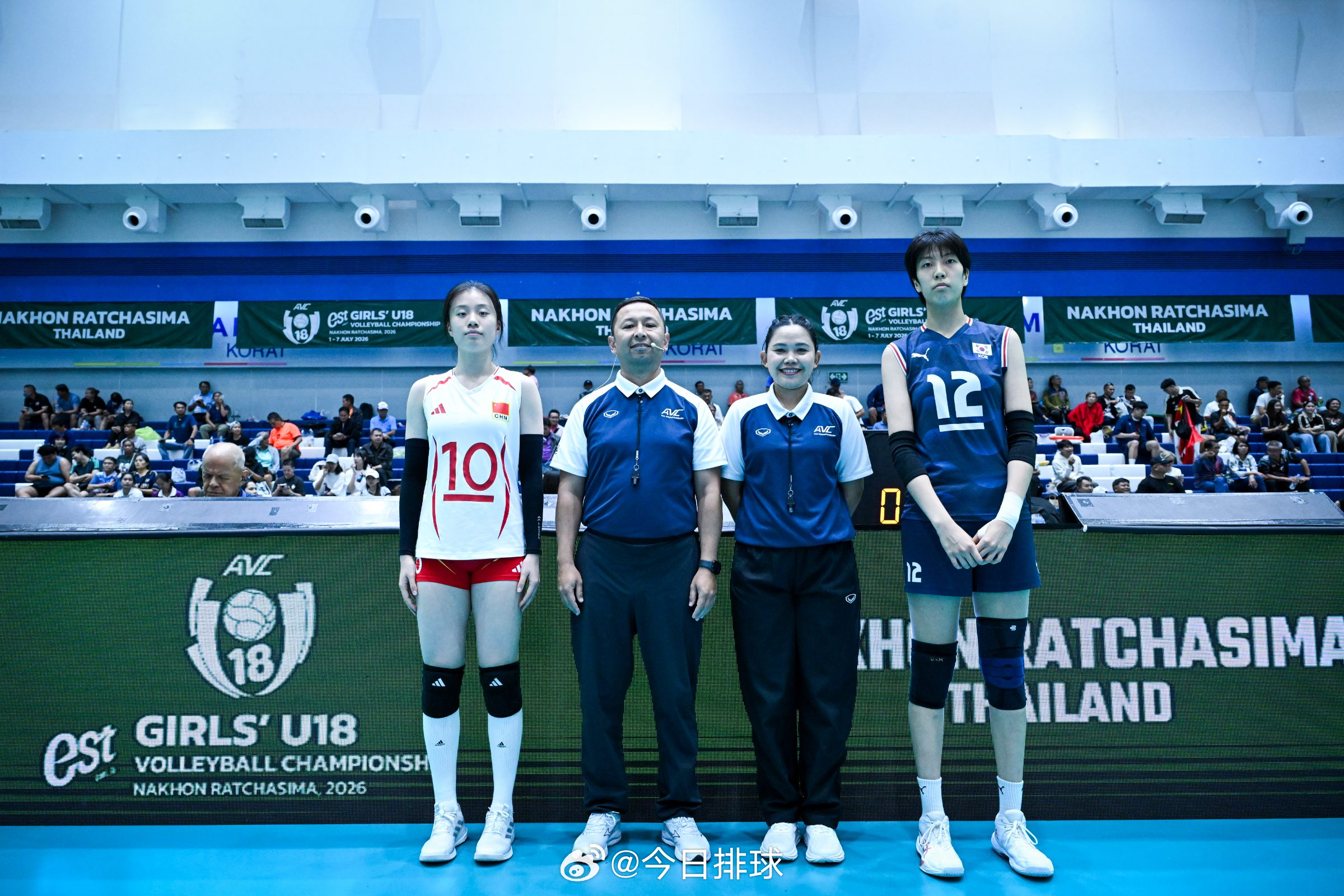 2026U18女排亚锦赛 决赛 韩国vs中国 的比赛第一局，中国队以25-23获