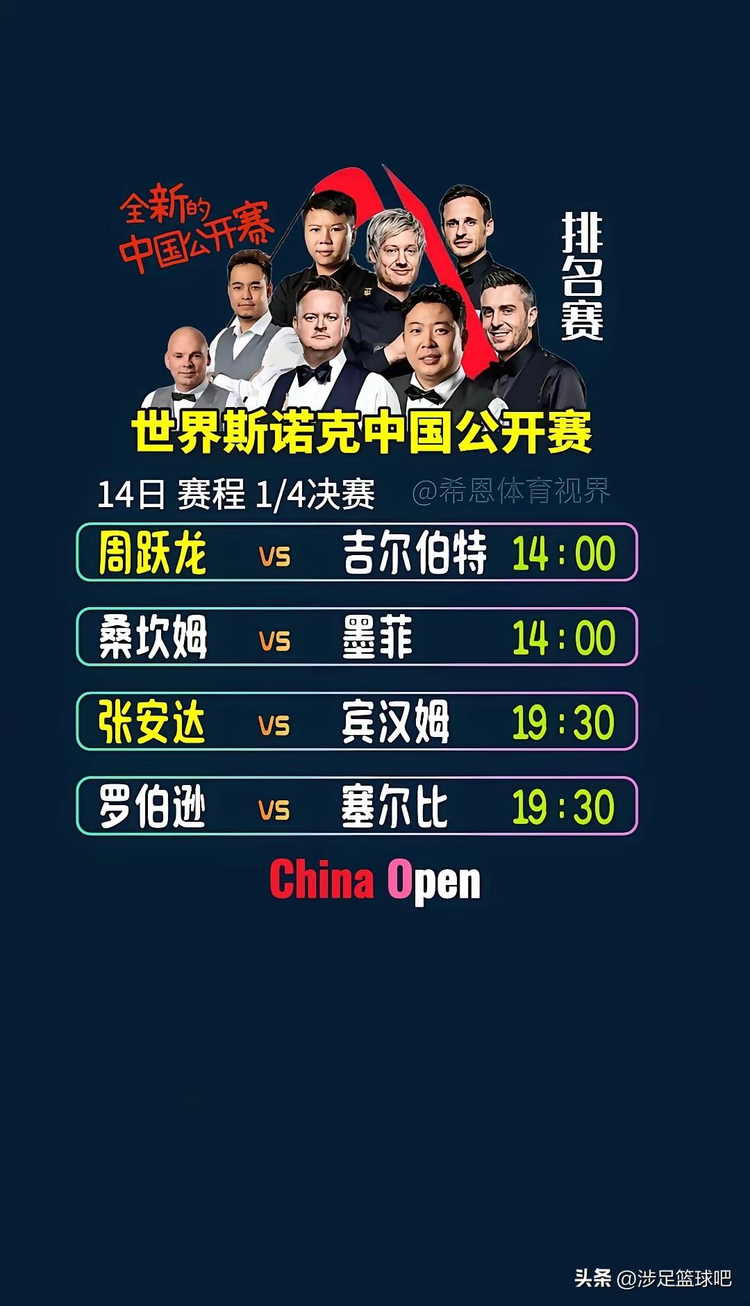 本届斯诺克中国公开赛截止八强，产生多个想不到和多个黑马。
第一个想不到:桑坎姆首