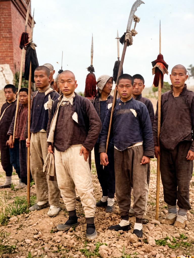 抗战时期，山西运城绛县横水镇的红枪会成员。

红枪会是民国初年在华北农村广泛存在