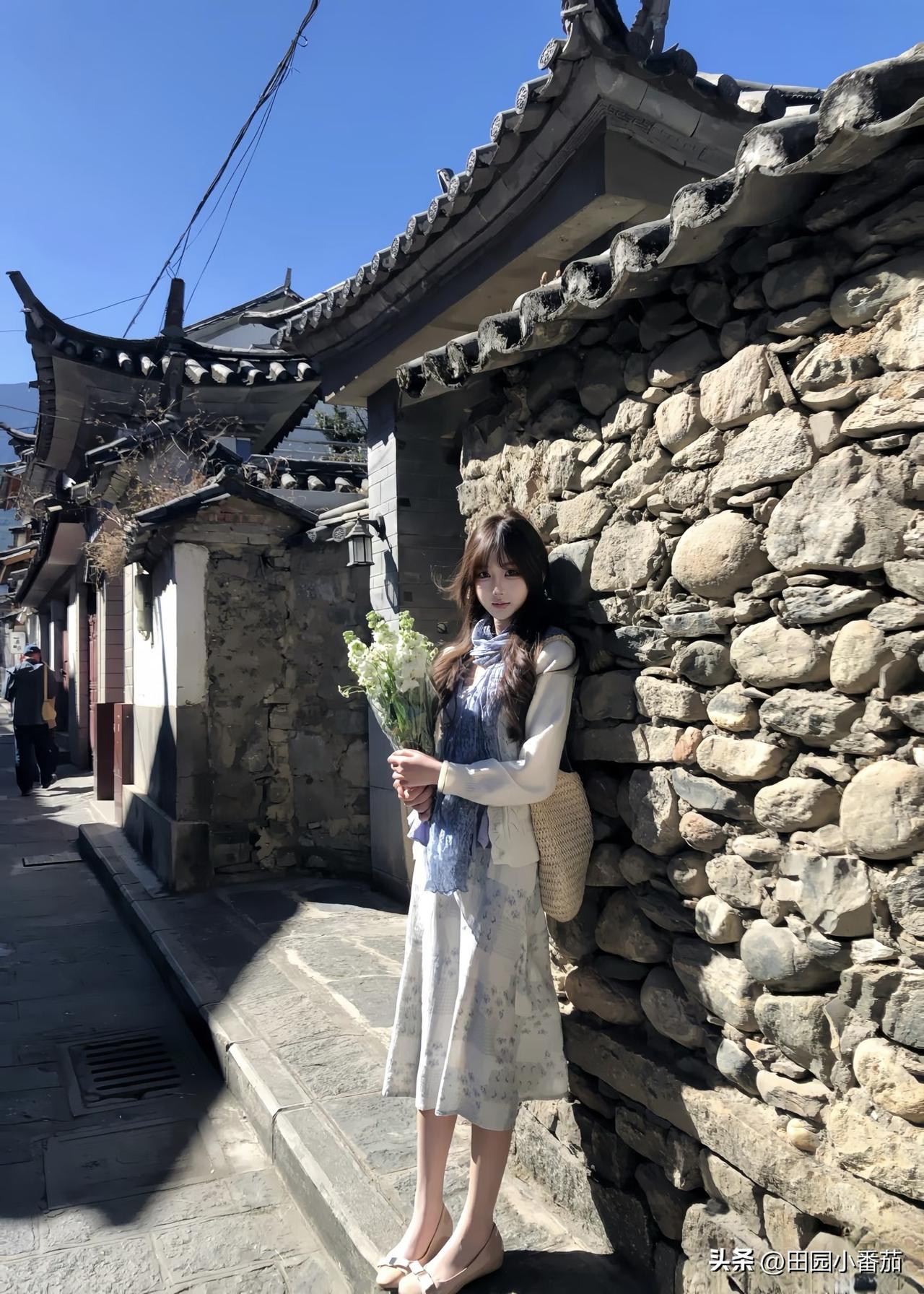 『大理的风，终于吹到了我身上🌿』
在大理的巷子里，连阳光都变得温柔起来。
青石