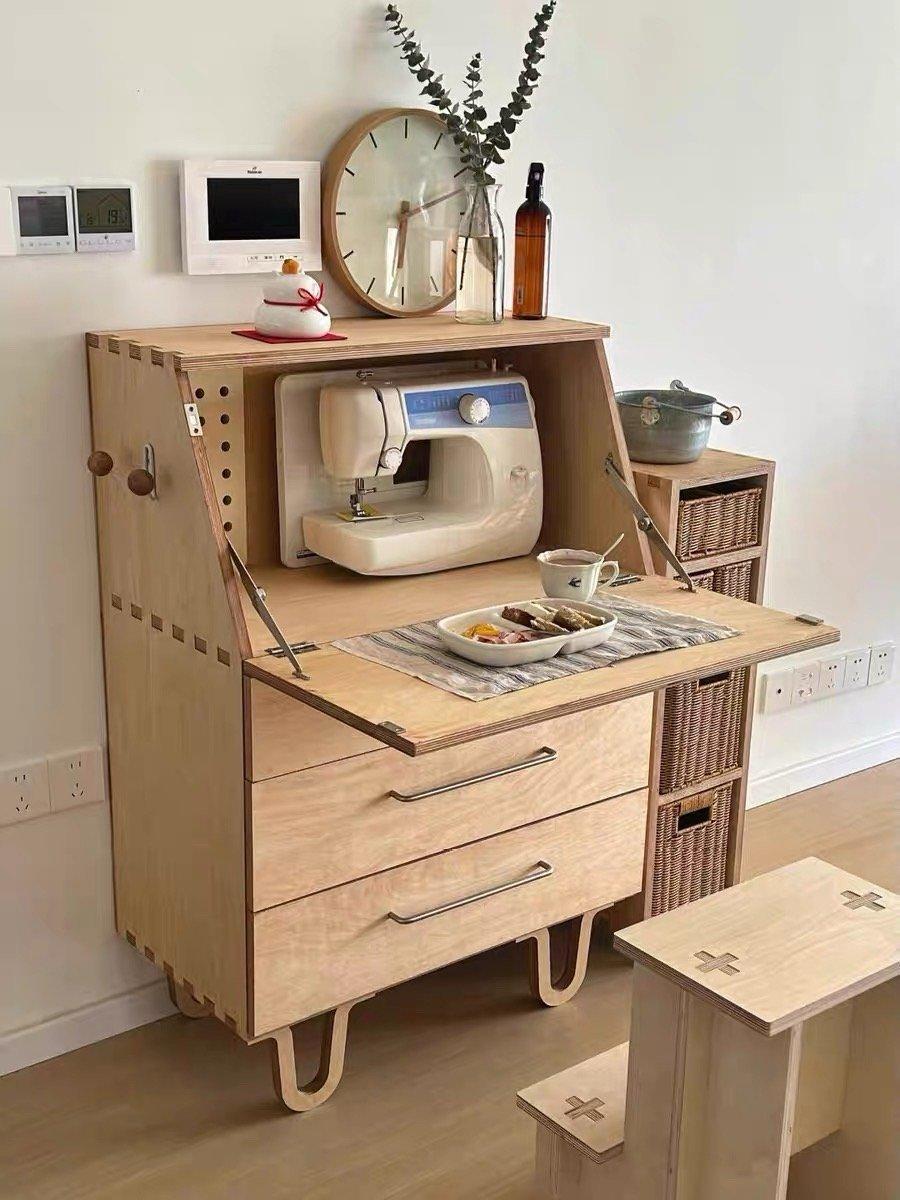 我觉得人家这个柜子很实用，可以做一个可收纳的临时办公桌， ​​​