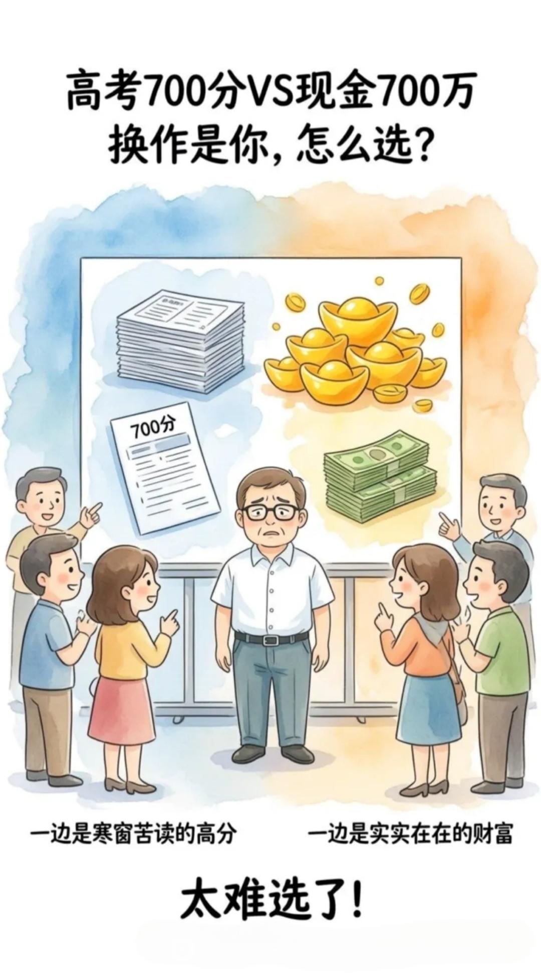 世纪难题又来了！高考700分还是现金700万，你要怎么选？难高考