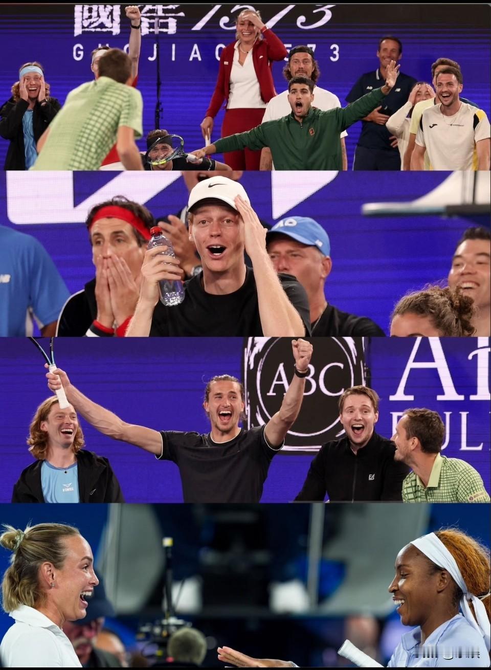 所有人都笑到停不下来的澳网一球制胜😁
我第一次看網球賽，有個問號是，他們為什麼