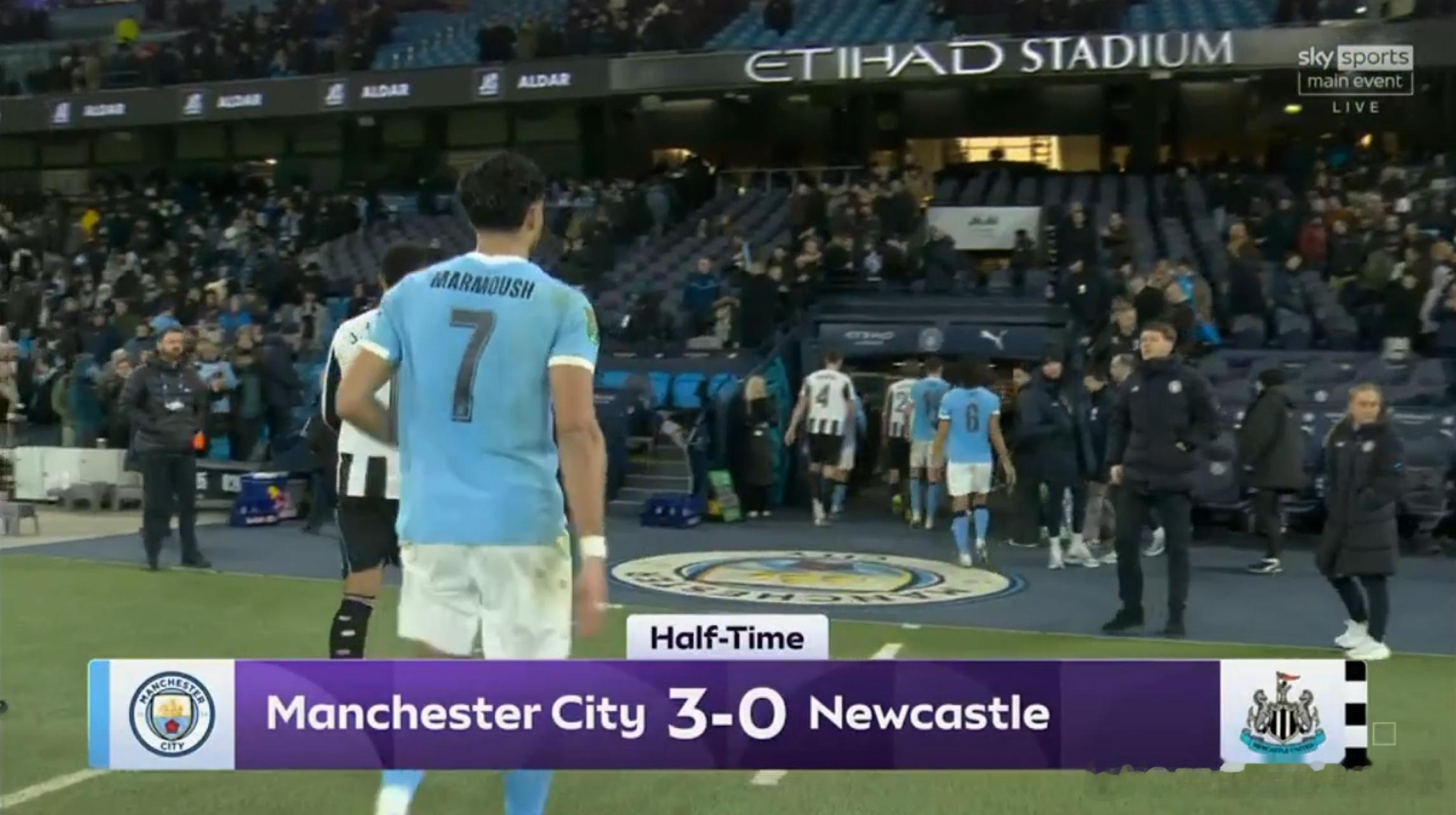 半场结束，曼城暂3-0、总比分5-0领先纽卡大伙如何评价上半场比赛 曼城vs纽卡