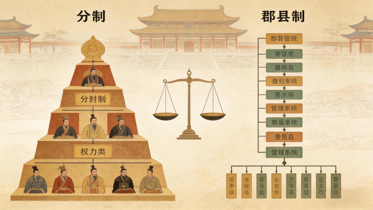 从秦到清，封建制的内核是中央集权下的"家天下"治理逻辑：通过郡县制、科举制等制度