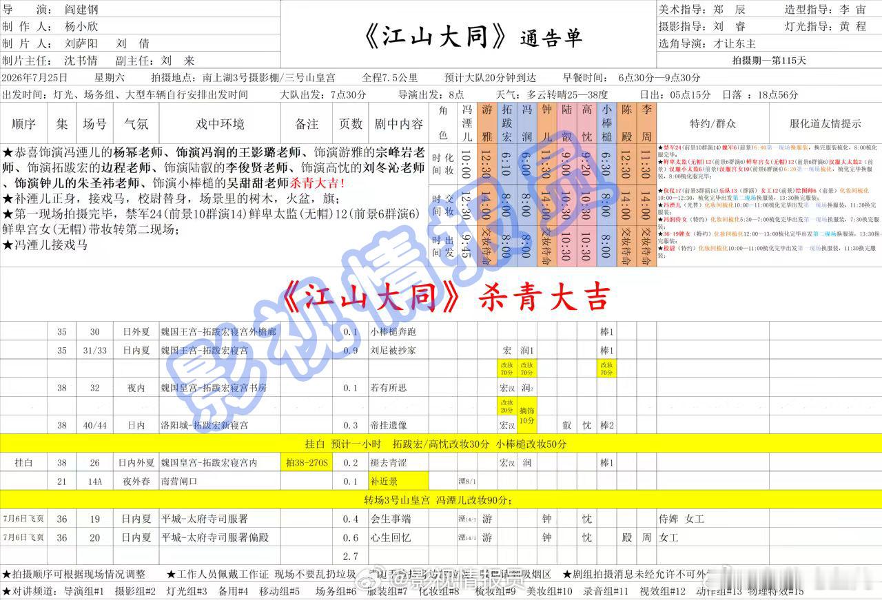 杨幂《江山大同》今日正式杀青，共历时100多天，期待播出！ 