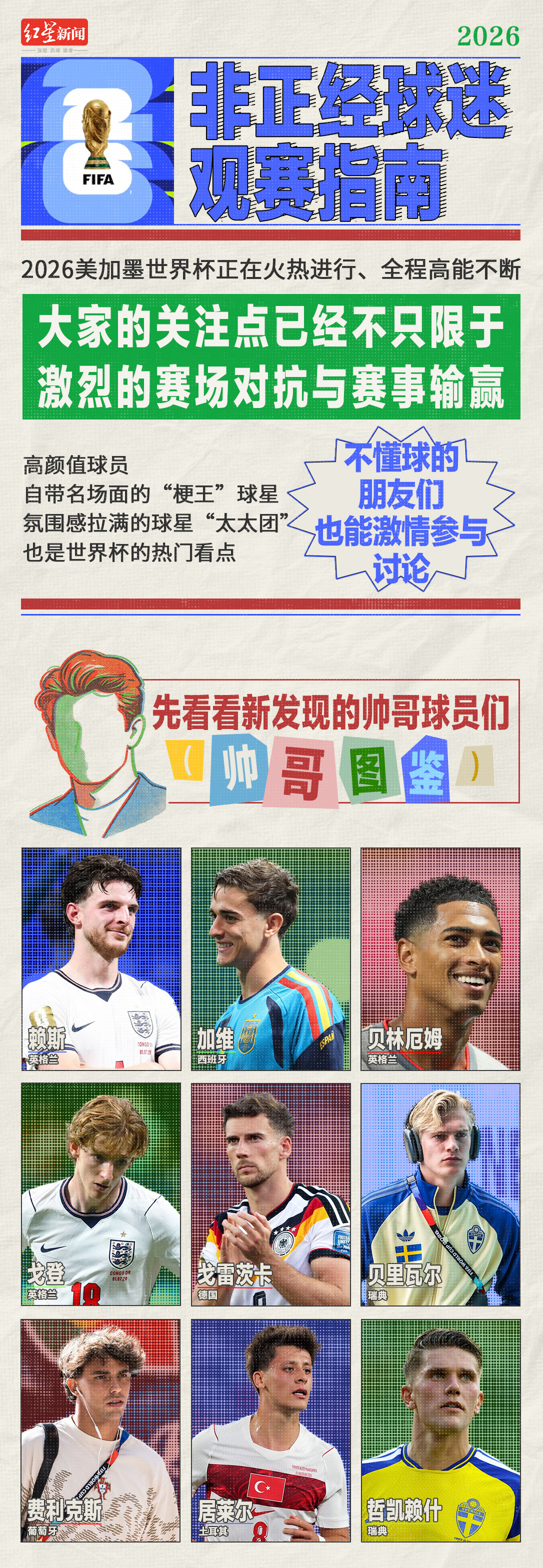 【#世界杯非正经球迷观赛指南#：颜值、梗王、太太团才是快乐源泉】2026美加墨世