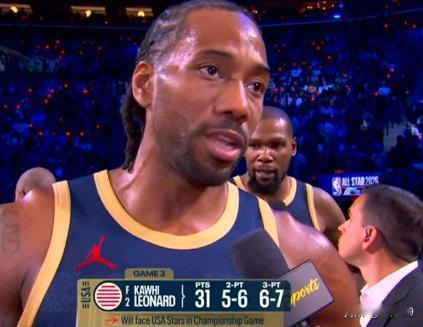 全明星赛封神！伦纳德12分钟13中11狂砍31分，撤步三分准绝杀，率美国条纹队4