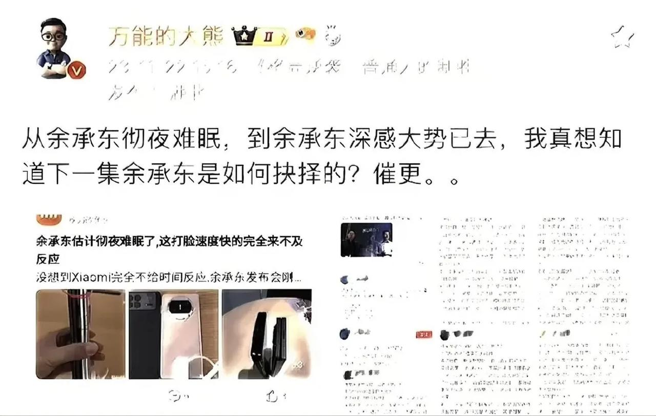 下一集“余承东悔不当初”、下下集“余承东认清形势”、下下下集“余承东服了雷总了”