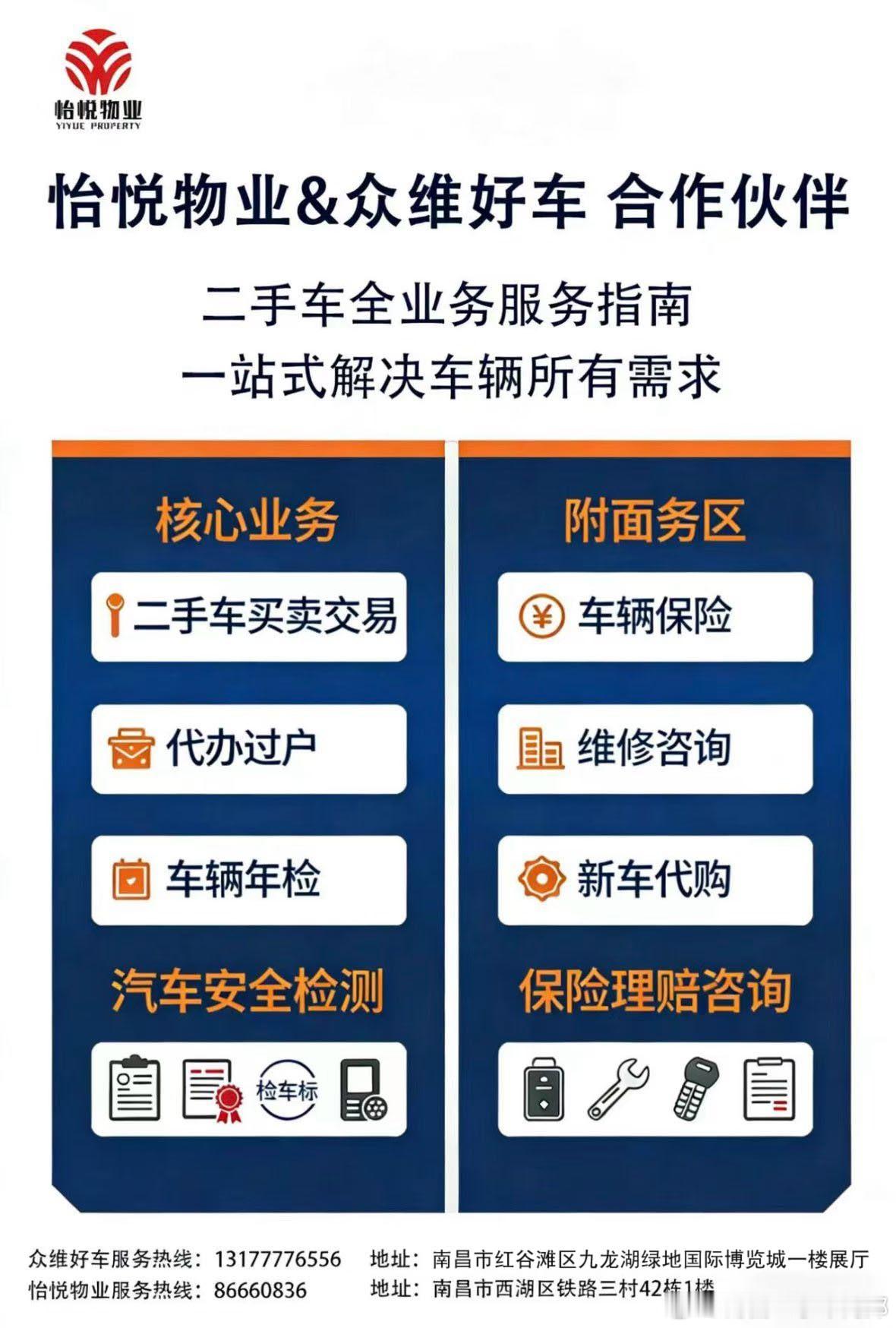 感谢西湖区怡悦物业支持，众维好车与怡悦物业联合打造透明放心汽车服务平台，为小区业