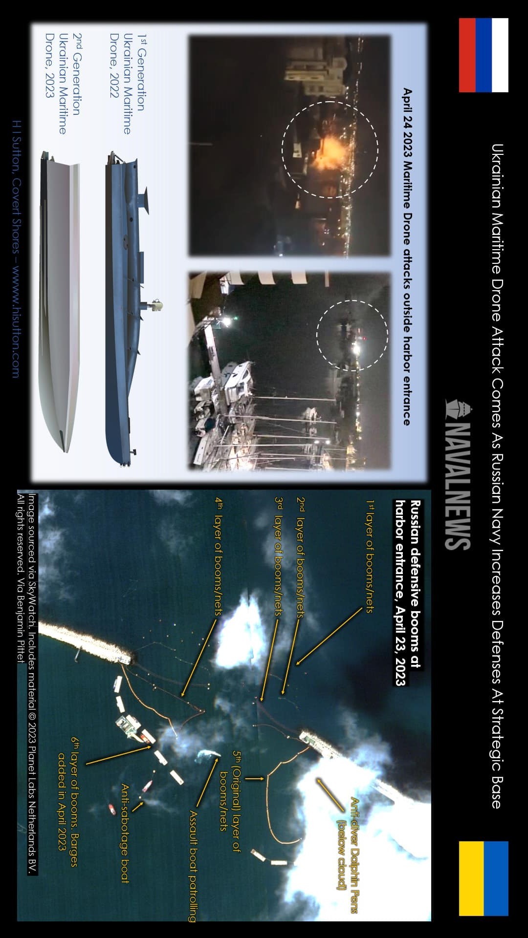 【007剧情，乌自杀无人艇偷袭黑海舰队！】2023 年 4 月 24 日乌军对克