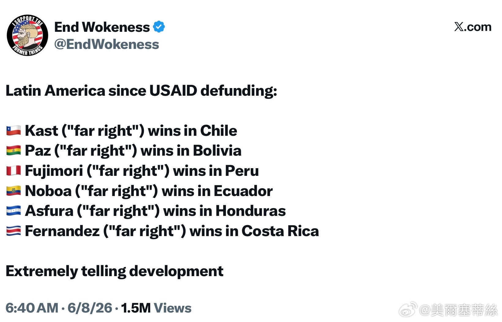 自美國國際開發署（USAID）停止資助以來，拉美地區的情況：🇨🇱 卡斯特（“