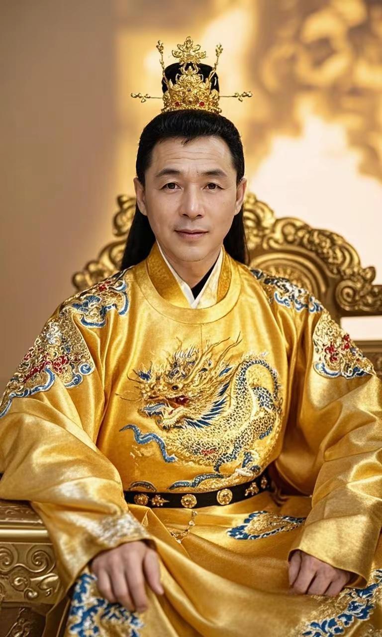 ai人像越来越逼真了。金色龙袍 皇服