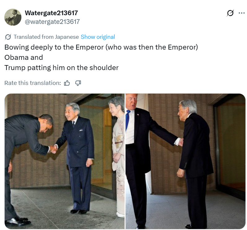 日推热帖：阿川对日本天皇大不敬，天皇是你随便拍肩膀随便指的吗？看看奥巴马是怎么对