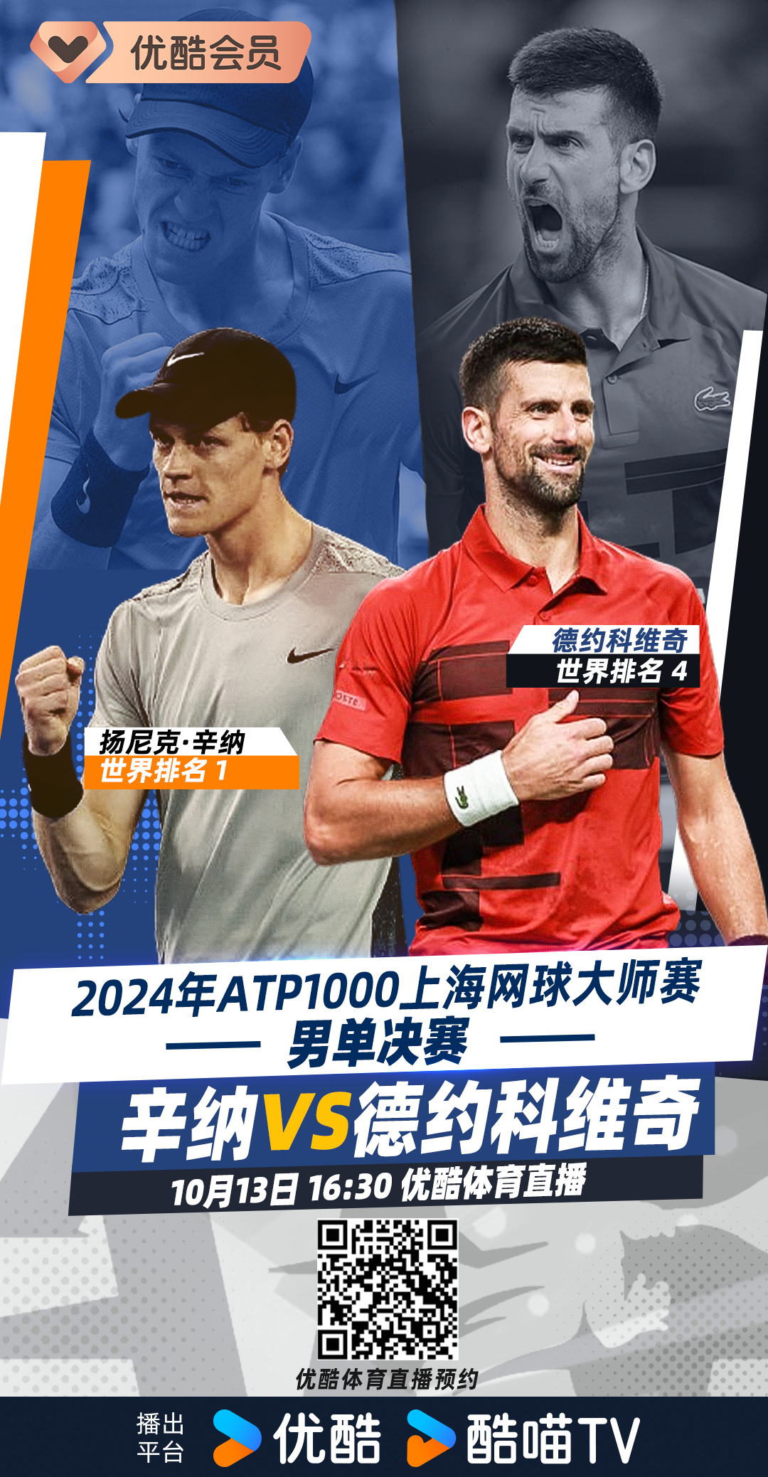 今天下午上海大师赛+武网上演双城争冠巅峰对决，双屏直播要提前预定了[666][6