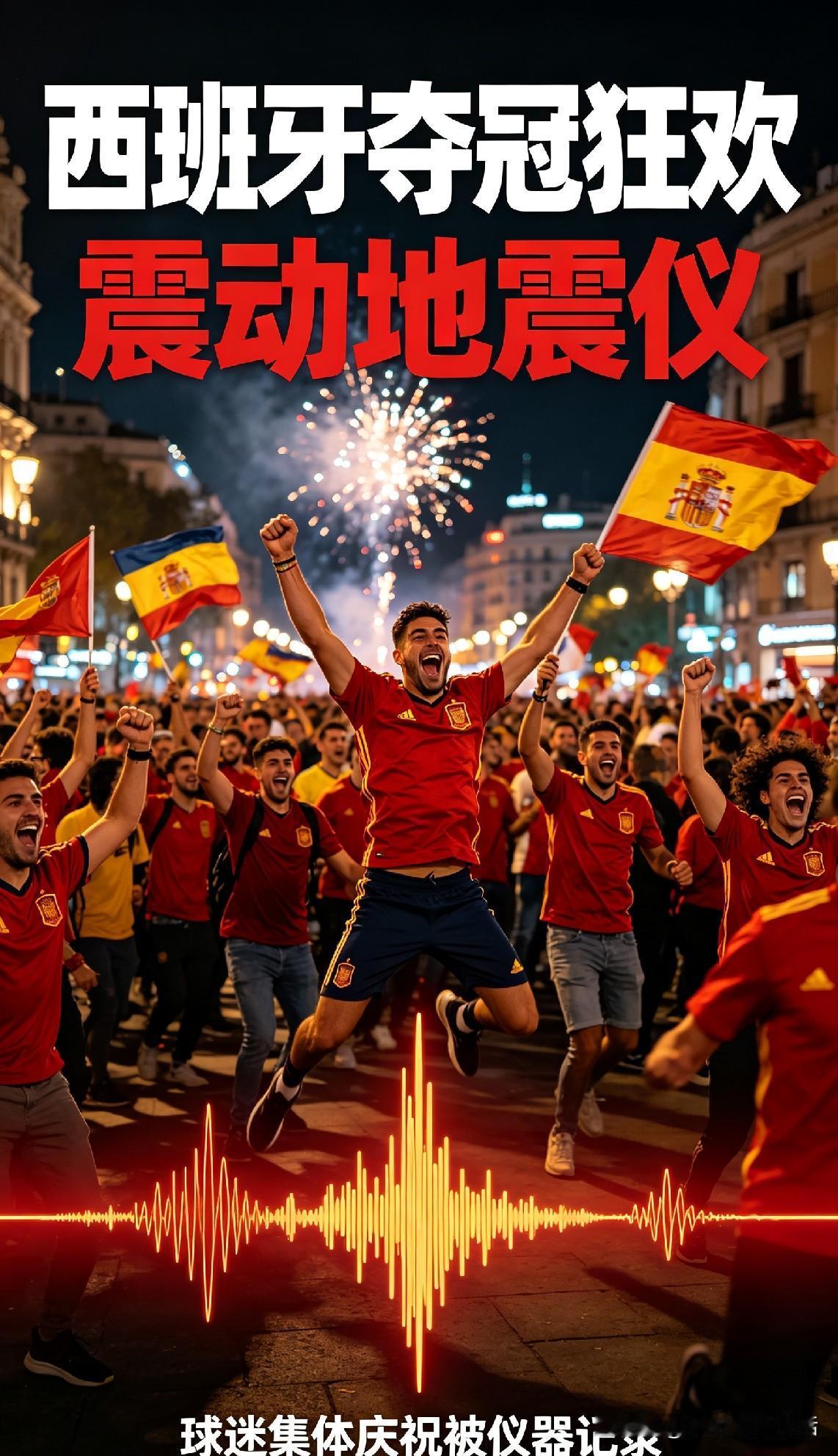 谁能想到，球迷的欢呼声，竟然被地震仪给记录下来！

西班牙成功夺冠之后，大量市民