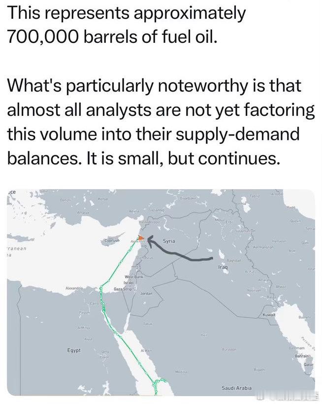 伊拉克运油新路径：用卡车，穿过叙利亚，走地中海上的港口每天最大运量七十万桶不大，