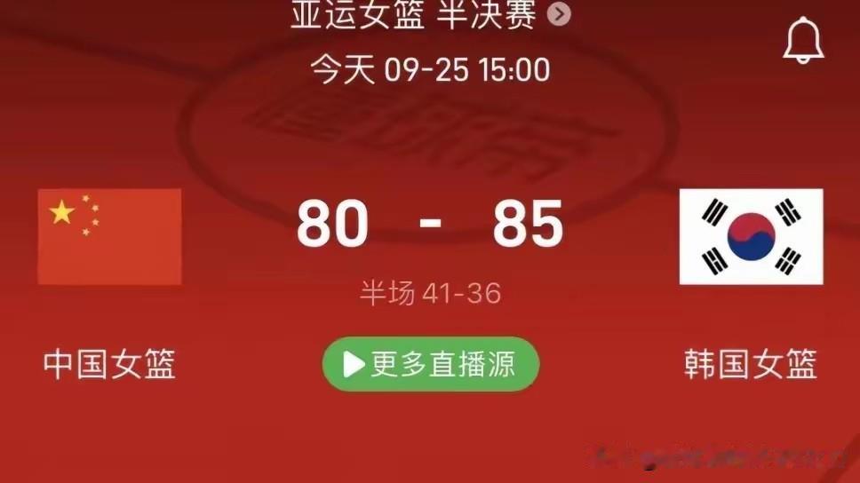 ☀结果郁闷！9月25日下午，名古屋，中国女篮80比85输给韩国女篮，无缘亚运会决
