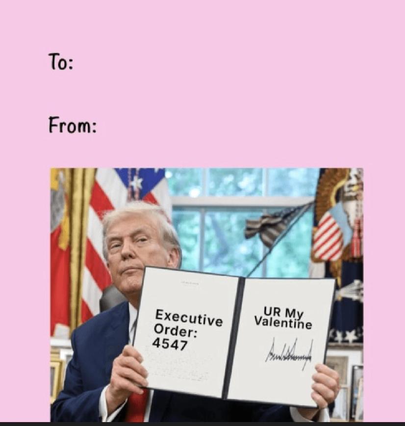 美国白宫于2月14日情人节当日，在社交平台 X发布一系列另类“情人节贺卡”，以恶