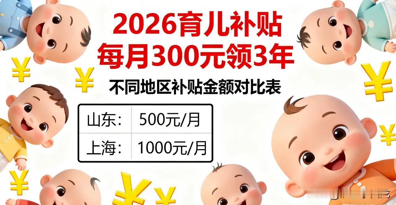 定了！2026育儿补贴1月5日开放申领！每月300元，一孩也能领，流程超简单！