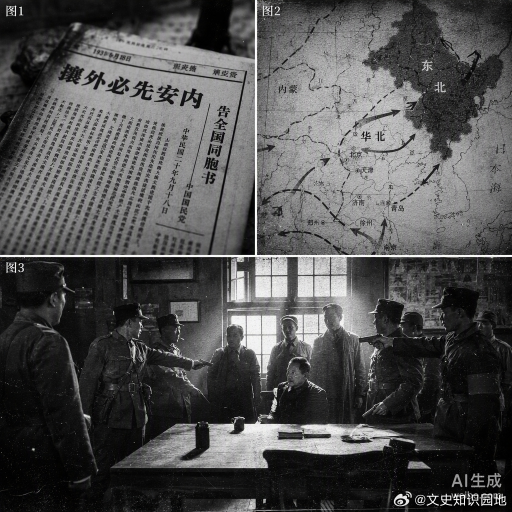 1931年那个夏天，蒋介石在《告全国同胞书》里定下了“攘外必先安内”的调子。听起