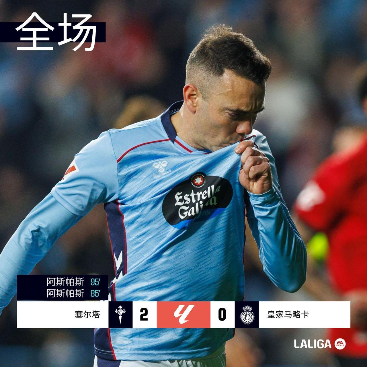 全场 | @皇家塞尔塔维戈俱乐部 2-0 皇家马略卡

上半场两队互交白卷，杜兰