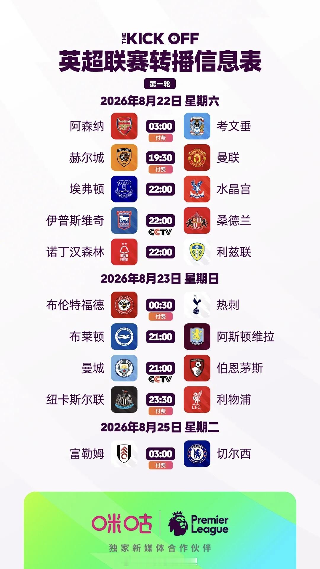 🏆新赛季的英超联赛今晚开干！可惜明天又要早起，不能看娜娜迎战升班马了~英超阿森