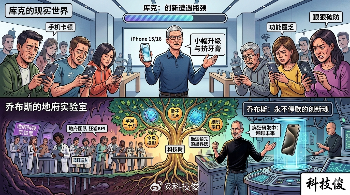 下面用的已经是苹果二十几了库克还在天天挤牙膏，人家下面的科技树早就遥遥领先了，乔