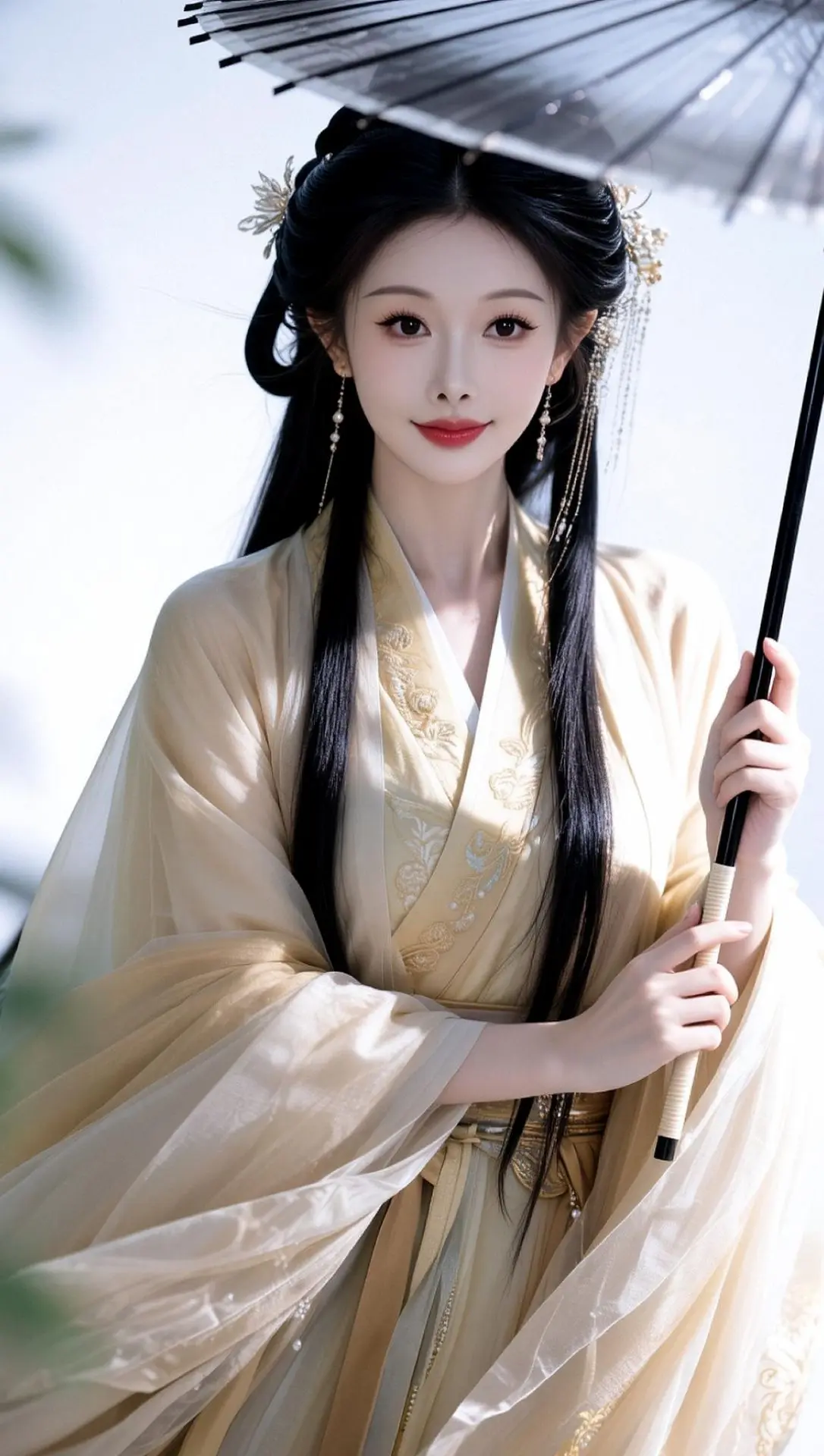 AI伞下古风照 ai创作全新升级 古风汉服撑伞 执伞入画 清冷风汉服