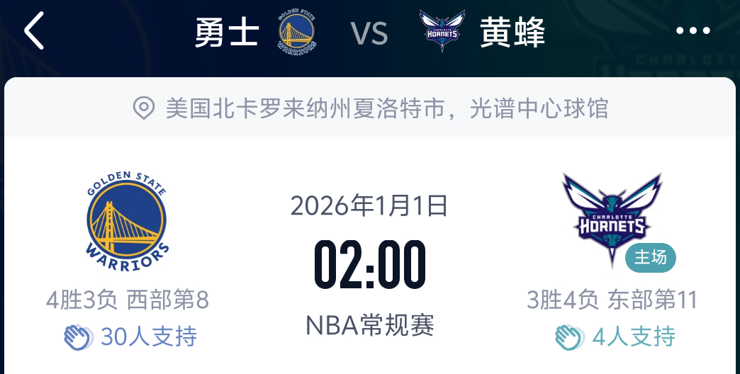 才发现明年1月1号勇士的比赛是凌晨2点 估计那时候应该会有很多人看吧[doge]