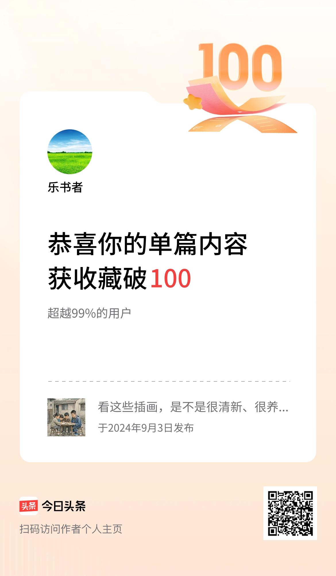 单篇内容获收藏量破100啦！