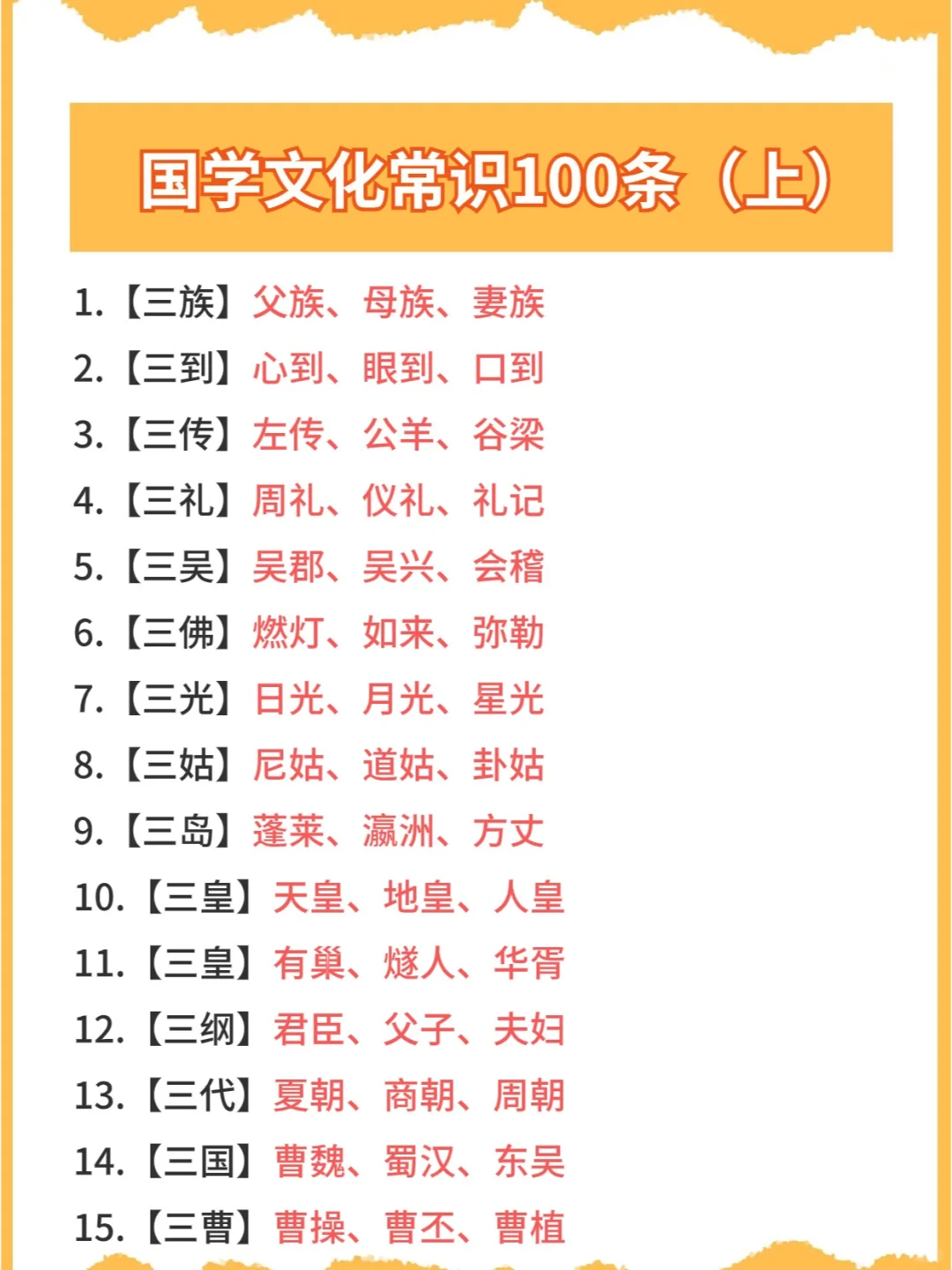 国学文化常识100条（上）